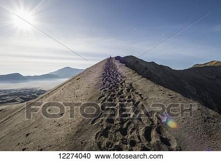 Stock Image - Rim of the crater of Mount Bromo, Bromo Tengger Semeru National Park, East Java, Indonesia. Fotosearch