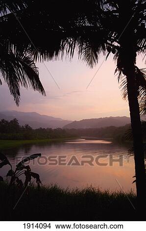 Picture - River Piedras at dusk Tayrona National Nature Park; Colombia. Fotosearch