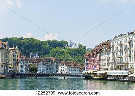 Stock Photo - River Reuss; Lucerne, Switzerland. Fotosearch