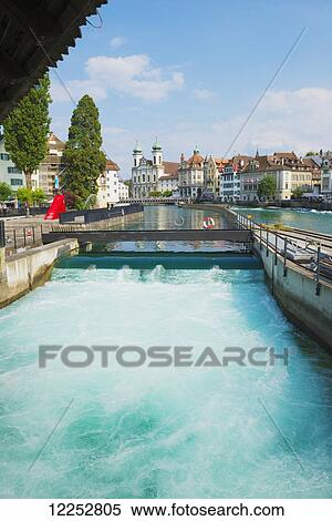 Stock Photography - River Reuss; Lucerne, Switzerland. Fotosearch