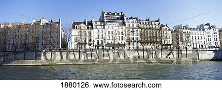 Stock Photograph - River Seine And French Townhouses.. Fotosearch