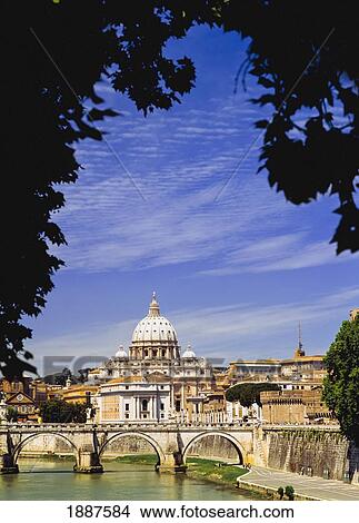 River Tiber And St Peter's Basilica View Large Photo Image Picture - River Tiber And St Peter's Basilica. Fotosearch