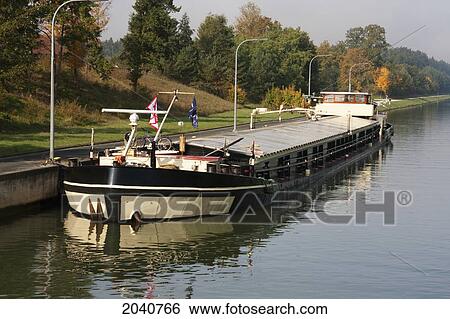 Stock Photograph - Riverboat On The Main-Danube Canal, Bavaria, Germany. Fotosearch