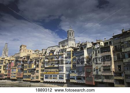 Riverside Apartments Overlooking A River In Catalonia View Large Photo Image Stock Image - Riverside Apartments Overlooking A River In Catalonia. Fotosearch