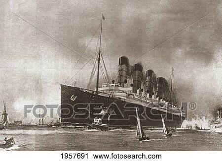 Rms Lusitania Cunard Line Ocean Liner, Later Torpedoed And Sunk By A German Submarine In 1915. From The Story Of Seventy Momentous Years, Published By Odhams Press 1937. View Large Photo Image Stock Image - Rms Lusitania Cunard Line Ocean Liner, Later Torpedoed And Sunk By A German Submarine In 1915. From The Story Of Seventy Momentous Years, Published By Odhams Press 1937.. Fotosearch