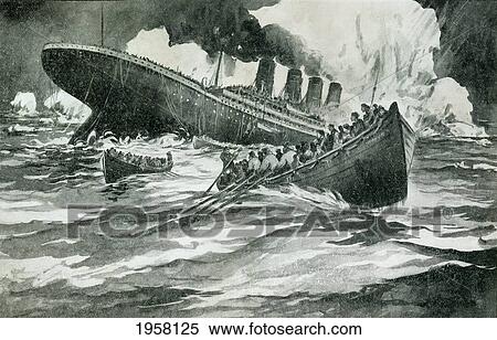 Stock Photography - Rms Titanic Of The White Star Line Sinking Around 2 20 Am Monday Morning April 15 1912 After Hitting An Iceberg In The North Atlantic. Fotosearch
