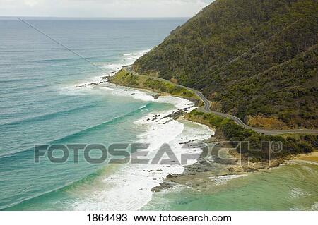 Stock Image - Road Along The Shoreline Of The Ocean. Fotosearch