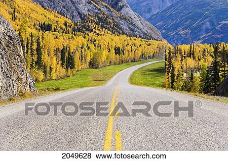 Road And Mountains In Autumn, Highway 97, Northern British Columbia View Large Photo Image Stock Photo - Road And Mountains In Autumn, Highway 97, Northern British Columbia. Fotosearch
