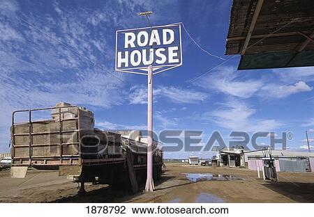 Stock Image - Road House Petrol Station In Oodnadatta. Fotosearch