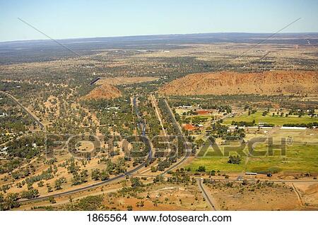 Picture - Roads And Macdonnell Ranges, Alice Springs, Northern Territories, Australia. Fotosearch