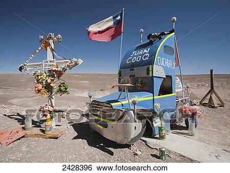 Stock Photograph - Roadside shrine; Pampa de Tana, Chile. Fotosearch