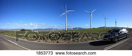 Stock Image - Roadside Wind Turbines, Zahara De Los Atunes, Cadiz, Spain. Fotosearch