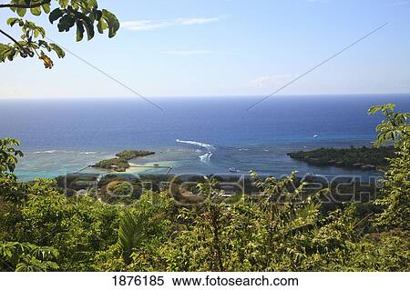 Stock Photography - Roatan, Bay Islands, Honduras; Aerial View Of Anthony's Key From Viewing Platform At Carumbola Gardens. Fotosearch