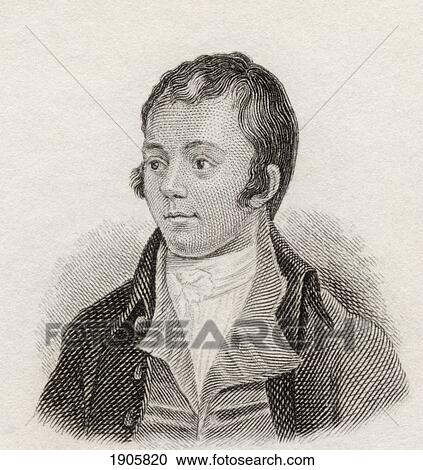 Stock Image - Robert Burns, 1759 To 1796. Scottish Poet And Lyricist. From Crabb's Historical Dictionary Published 1825.. Fotosearch