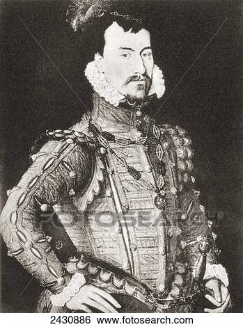 Stock Photograph - Robert Dudley, 1st Earl of Leicester, c. 1532/1533-1588, aged twenty eight. English nobleman, favourite and close friend of Elizabeth I. After a contemporary work. After a contemporary work.. Fotosearch