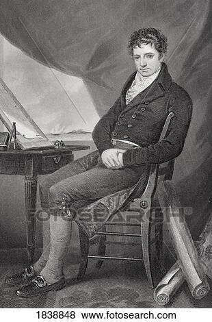 Stock Photo - Robert Fulton 1765 - 1815. American Inventor And Engineer. Builder Of First Steam Powered Warship In 1812. From Painting By Alonzo Chappel. Fotosearch
