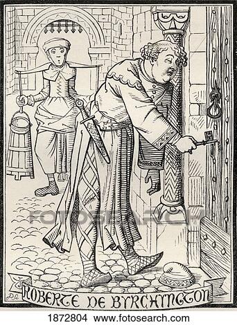 Picture - Roberte De Byrchyngton. Illustration To The Poem The Brothers Of Birchington By J. Tenniel. From The Book The Ingoldsby Legends Or Mirth And Marvels By Thomas Ingoldsby, Published 1865.. Fotosearch