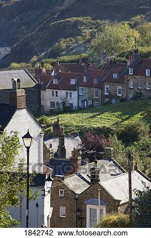 Robin Hoods Bay; North Yorkshire, England, Uk View Large Photo Image Stock Image - Robin Hoods Bay; North Yorkshire, England, Uk. Fotosearch