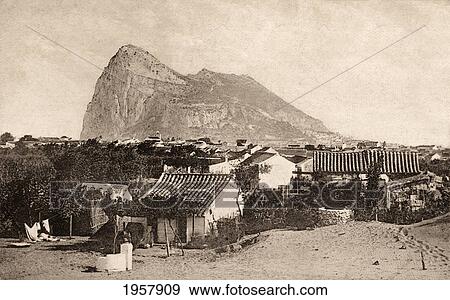 Rock Of Gibraltar Seen From La Linea De La Concepcion, Cadiz Province, Spain. After A Photograph From Circa 1900. View Large Photo Image Stock Photo - Rock Of Gibraltar Seen From La Linea De La Concepcion, Cadiz Province, Spain. After A Photograph From Circa 1900.. Fotosearch