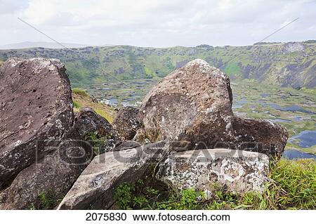 Stock Image - Rocks By Orongo Ceremonial Village, Rapa Nui (Easter Island), Chile. Fotosearch