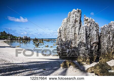 Picture - Rocky coastline; Nauru. Fotosearch