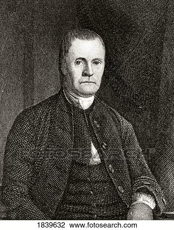 Stock Image - Roger Sherman 1721 To 1793 American Lawyer And Politician A Signatory Of Declaration Of Independence Engraved By S S Jocelyn From A Painting By Earle. Fotosearch