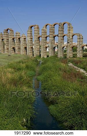 Stock Image - Roman Aqueduct Near Merida. Fotosearch