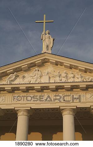 Stock Image - Roman Catholic Vilnius Cathedral In Old Town. Fotosearch
