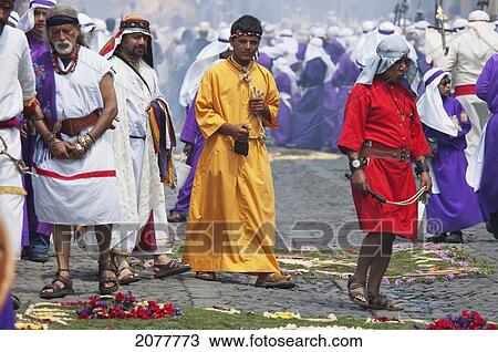 Stock Image - Roman Characters At The Procession Of The Holy Cross On Good Friday In Antigua Guatemala, Sacatep. Fotosearch