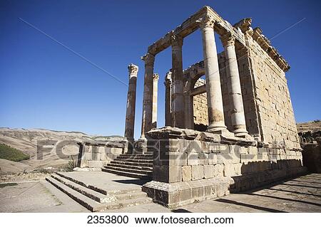 Stock Image - Roman ruins, view of Severan Temple; Djemila, Algeria. Fotosearch