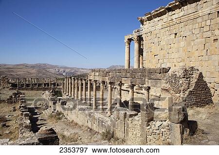 Stock Photo - Roman ruins, view of Severan Temple; Djemila, Algeria. Fotosearch