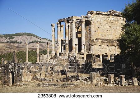 Stock Photo - Roman ruins, view of Severan Temple; Djemila, Algeria. Fotosearch