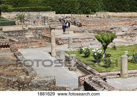 Stock Photo - Roman Villa Known As House Of The Amphitheatre; Merida, Badajoz Province, Spain. Fotosearch
