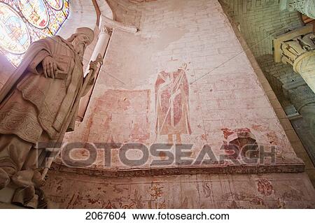 Picture - Romanesque Mural Depicting A Saint In The Apse Of The Abbey Church Of Saint-Savin Sur Gartempe, Saint-Savin Sur Gartempe, Vienne, France. Fotosearch