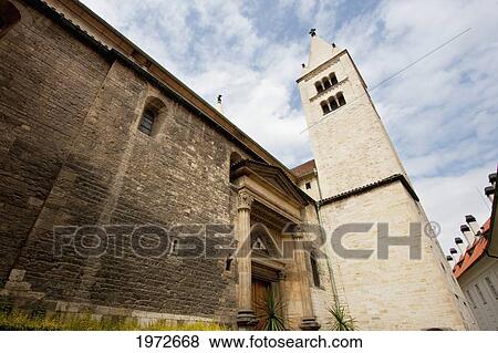 Stock Photo - Romanesque Tower Of St. George's Basilica And Convent, Prague, Czech Republic. Fotosearch