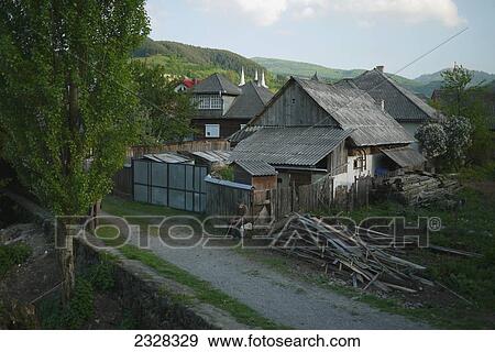 Stock Photo - Romania, View of village; Transylvania. Fotosearch