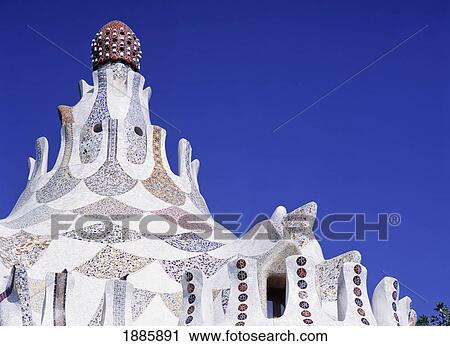 Roof Of Gaudi Designed Entrance Building Of Parc Guell View Large Photo Image Stock Image - Roof Of Gaudi Designed Entrance Building Of Parc Guell. Fotosearch
