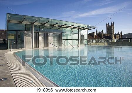 Stock Photograph - Roof Top Pool Of Thermae Bath Spa. Fotosearch
