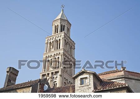 Stock Photo - Roofs And The Cathedral Of St. Dominus, Split, Split-Dalmatia, Croatia. Fotosearch