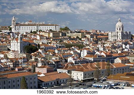 Stock Image - Rooftops Of A Cityscape; Lisbon, Portugal. Fotosearch
