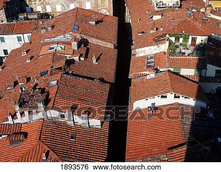 Stock Photograph - Rooftops Of Houses In Lucca. Fotosearch