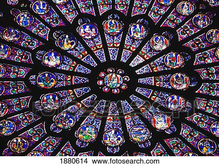 Picture - Rose Window In The Notre Dame Cathedral.. Fotosearch