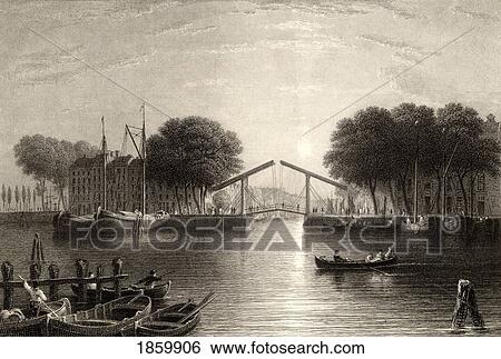 Stock Photograph - Rotterdam, The Oude Haven From The Original Painting By Lt. Col. Batty F. R. S. From The Book ÃƒÂ¢Ã¢â€šÂ¬Ã…â€œSelect Views Of Some Of The Principal Cities Of EuropeÃƒÂ¢Ã¢â€šÂ¬Ã‚Â Published London 1832. Engraved By John Pye.. Fotosearch