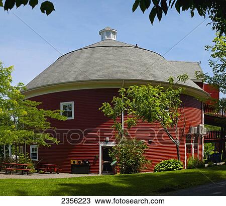 Stock Image - Round Barn; Coaticook, Quebec, Canada. Fotosearch
