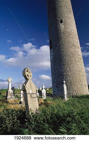 Stock Photo - Round Tower & Cemetary. Fotosearch