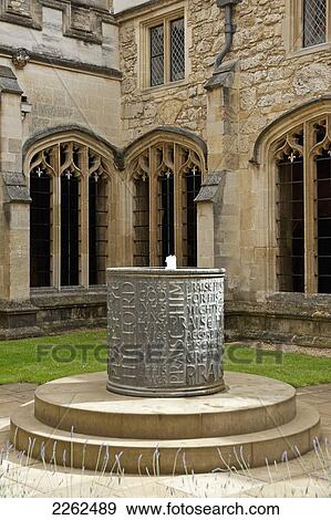 Round Water Fountain In A Courtyard; Oxford England View Large Photo Image Stock Photo - Round Water Fountain In A Courtyard; Oxford England. Fotosearch