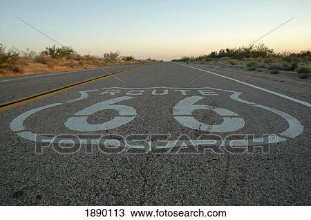 Route 66 Sign Painted On Motorway In Desert View Large Photo Image Stock Image - Route 66 Sign Painted On Motorway In Desert. Fotosearch