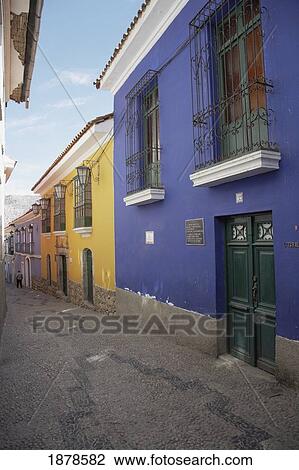 Row Of Colorful Buildings View Large Photo Image Stock Image - Row Of Colorful Buildings. Fotosearch