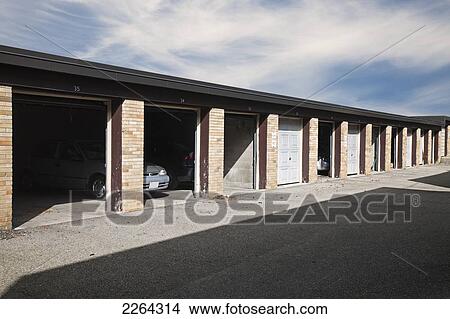 Row of garages behind apartment building; toronto ontario canada View Large Photo Image Picture - Row of garages behind apartment building; toronto ontario canada. Fotosearch