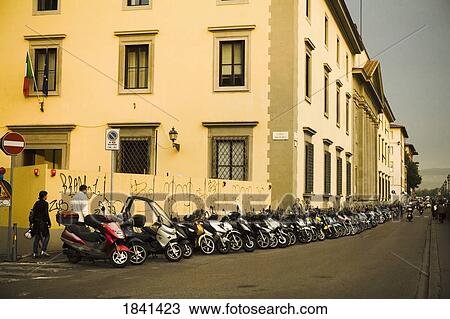 Row Of Motor Scooters Parked In Florence; Italy View Large Photo Image Stock Image - Row Of Motor Scooters Parked In Florence; Italy. Fotosearch